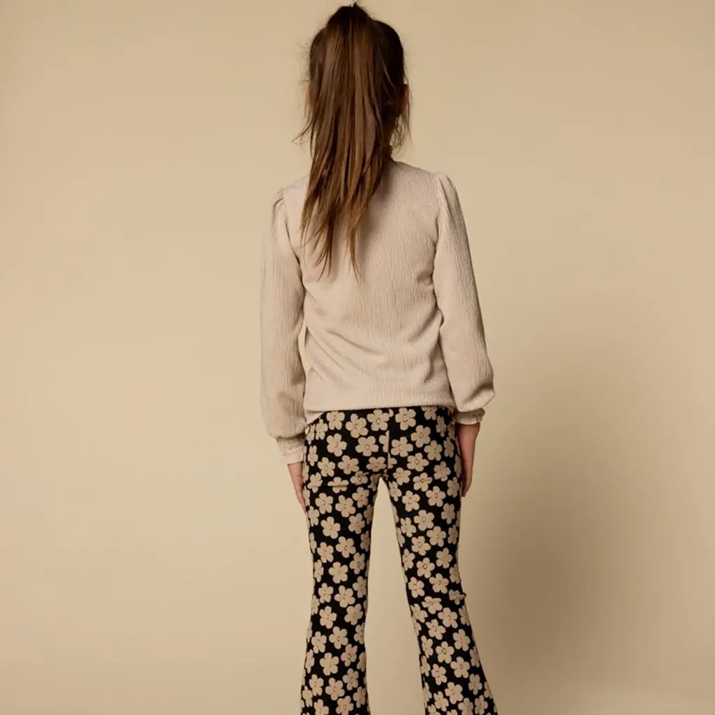 Broek flared (flowerfield black)