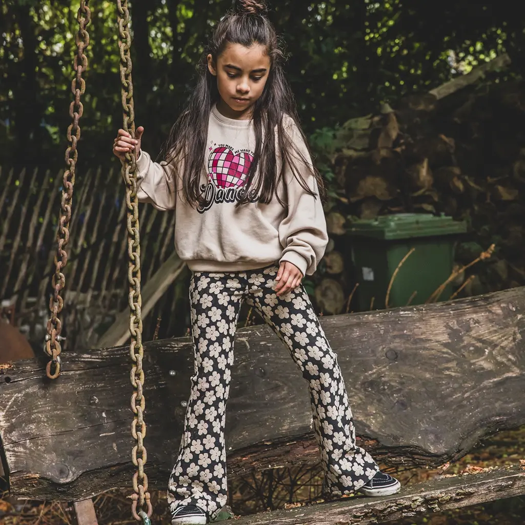 Broek flared (flowerfield black)