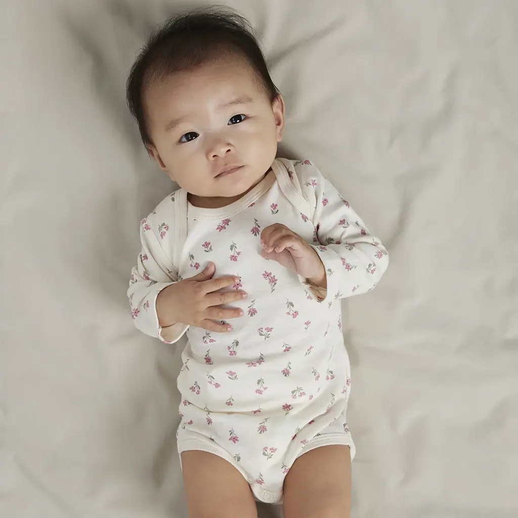 Drie rompertjes Flower (jet stream/lilac marble/cashmere rose)