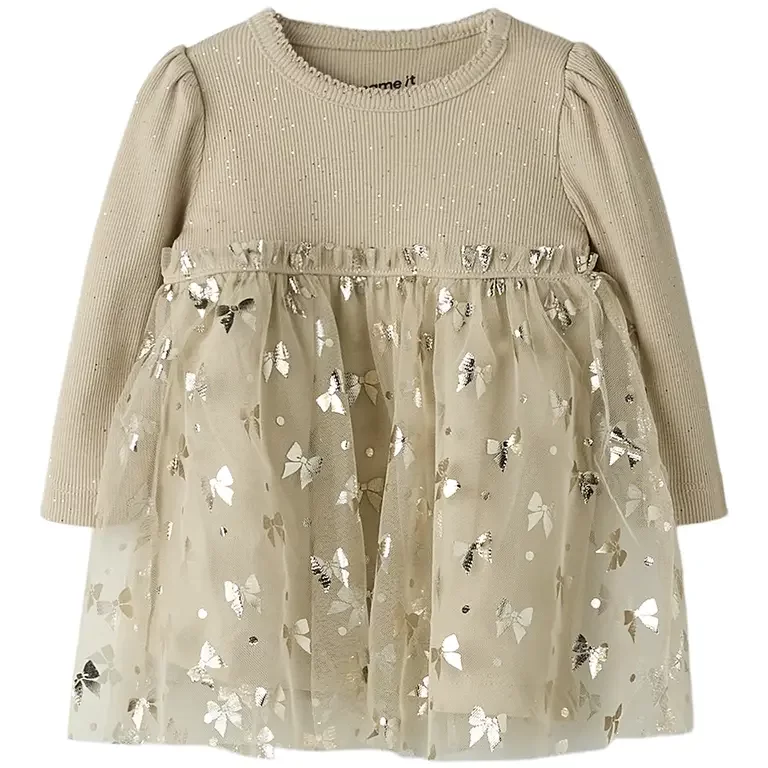 Jurkje rib glitter Rosally (cement)