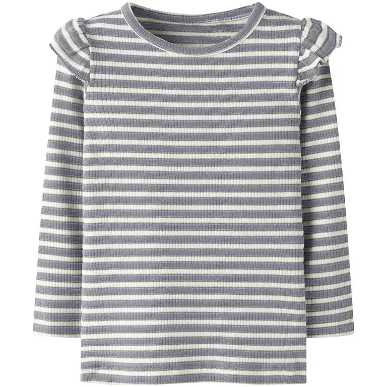 Longsleeve rib ruffle Taias (lavender gray/cloud dancer)