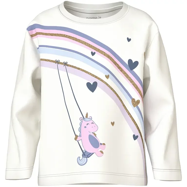 Longsleeve Valiane (cloud dancer unicorn rainbow)