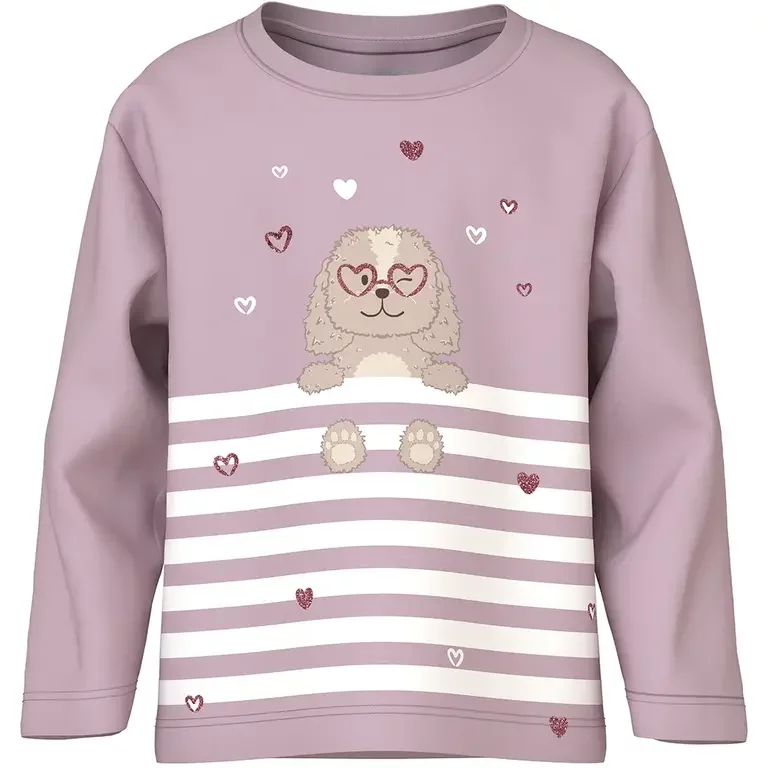 Longsleeve Valiane (dawn pink dog heart stripe)