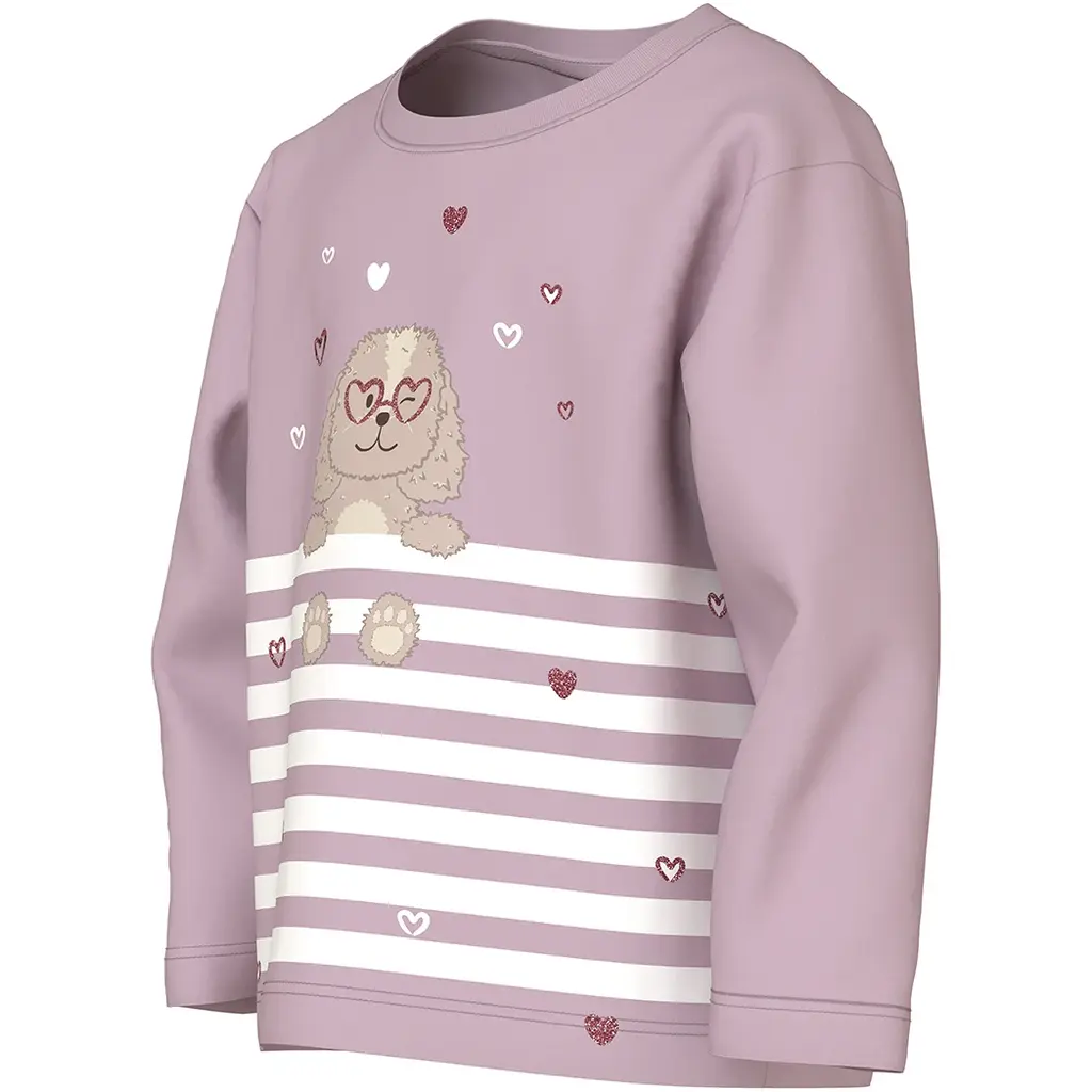 Longsleeve Valiane (dawn pink dog heart stripe)