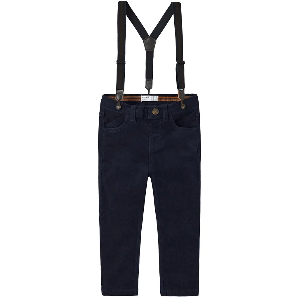 Broek SLIM corduroy met bretels Ryan (navy blazer)