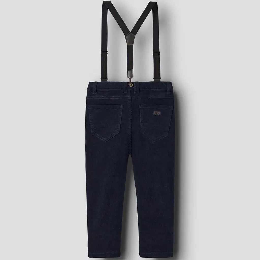 Broek SLIM corduroy met bretels Ryan (navy blazer)