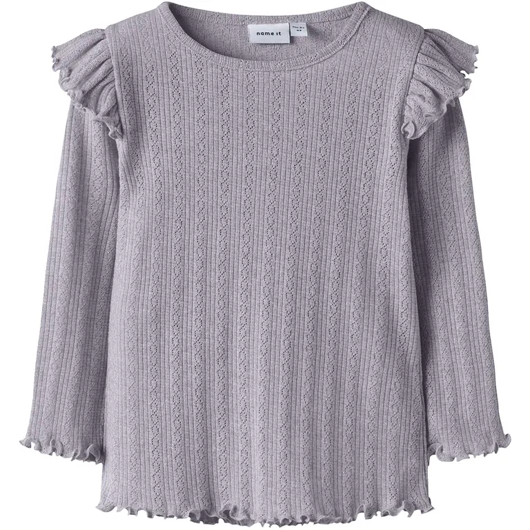Longsleeve rib ruffle SLIM Blitta (lilac marble melange)