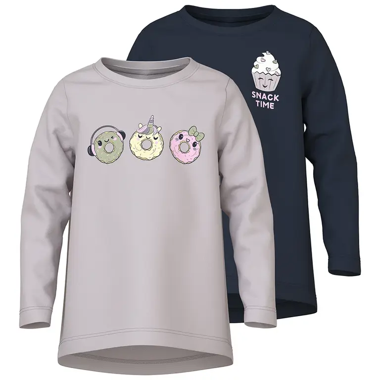 Twee longsleeves LOOSE Violet (navy blazer/lilac marble)