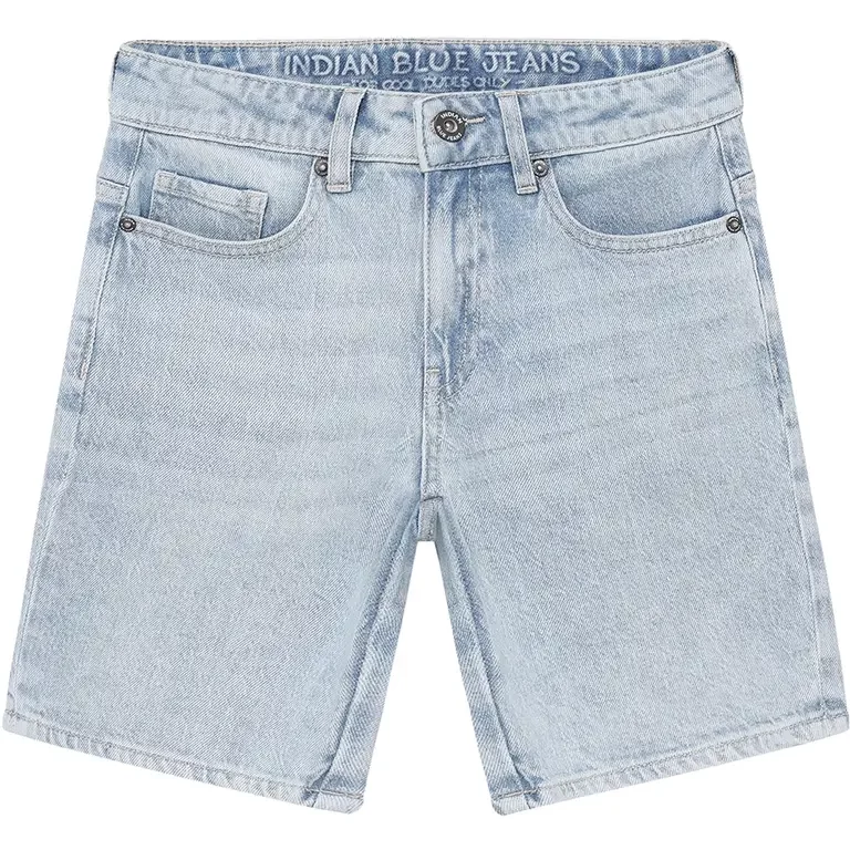 Korte spijkerbroek wide fit (light denim blue)
