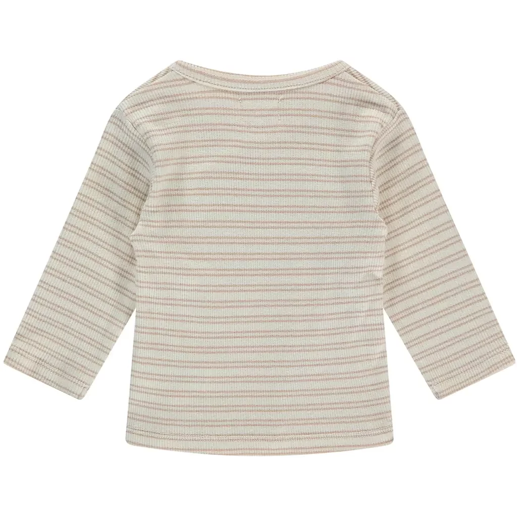 Overslag shirtje rib met streepje (nougat)