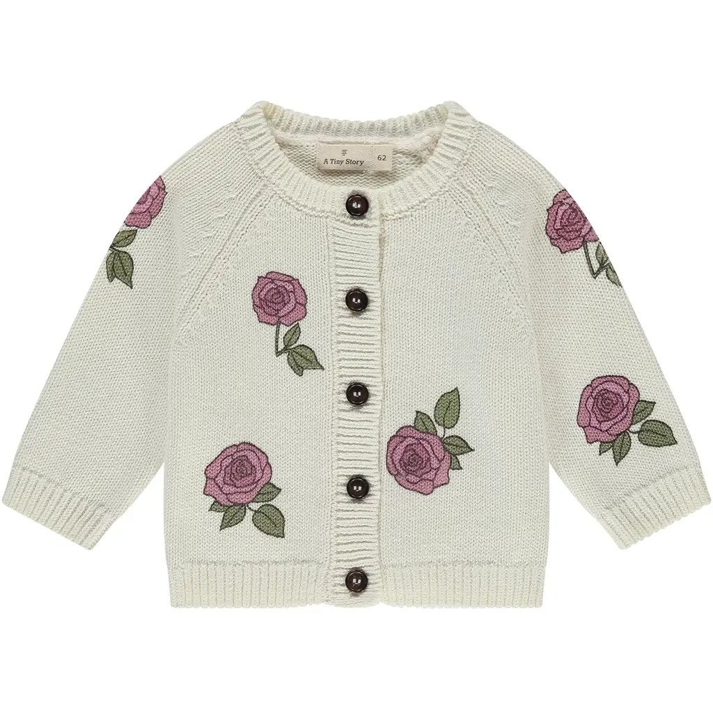 Gebreid vestje roosjes (ecru)