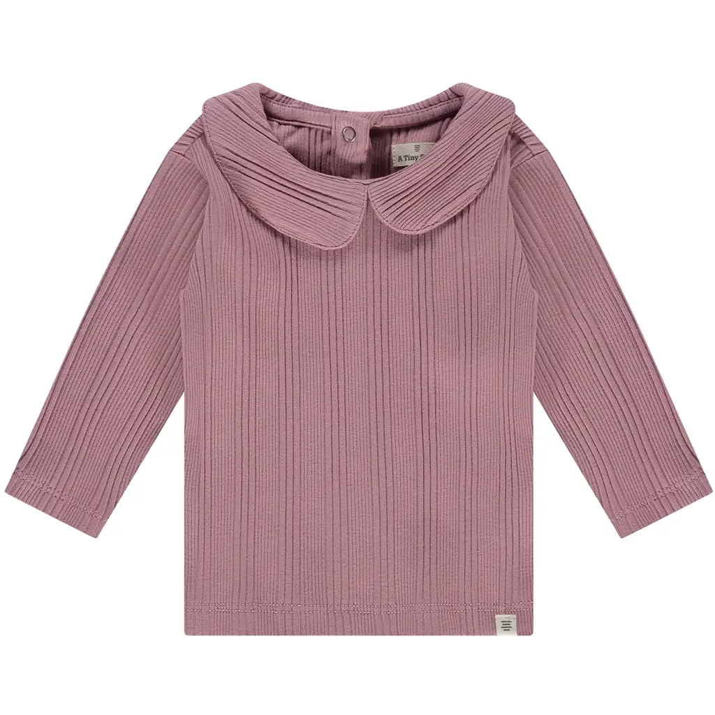 Longsleeve rib met kraagje (rouge)