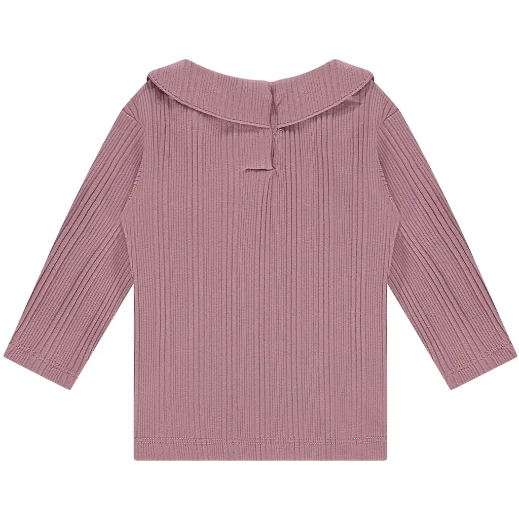 Longsleeve rib met kraagje (rouge)