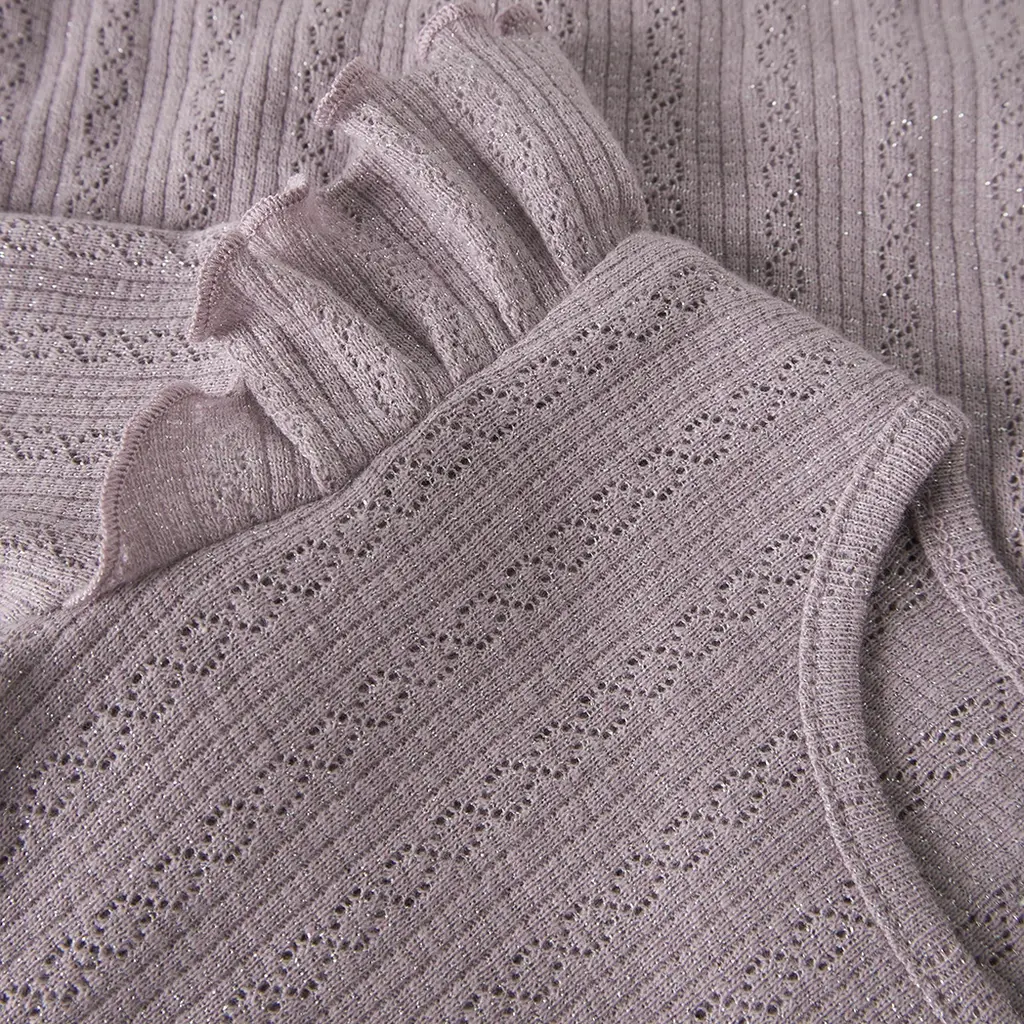 Longsleeve rib ruffle SLIM Blitta (dawn pink melange)