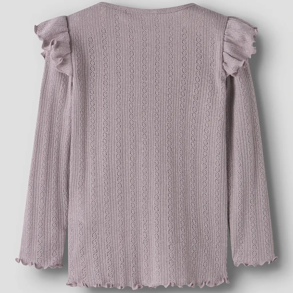 Longsleeve rib ruffle SLIM Blitta (dawn pink melange)