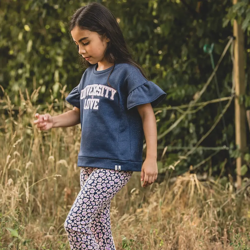 Broek flared (blue leopard)