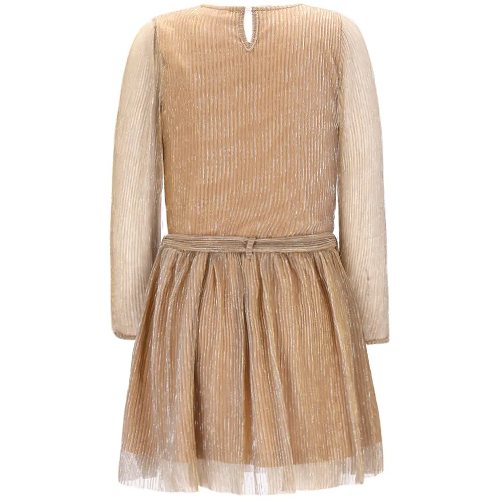 Jurk Maze plisse glitter (soft gold)
