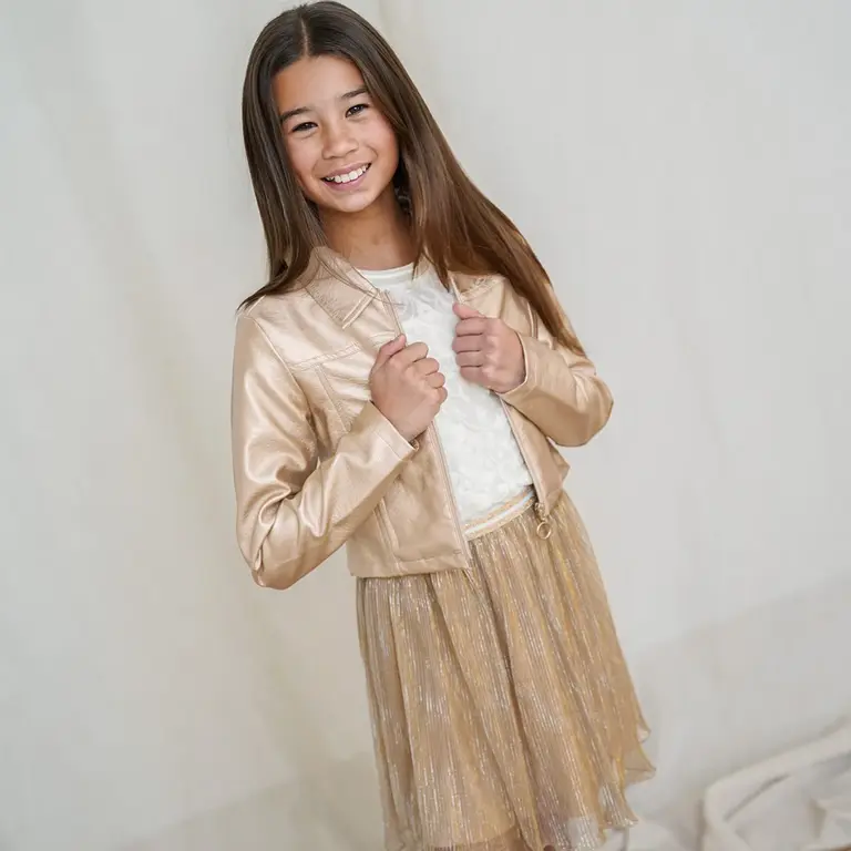 Rokje Sara plisse glitter (soft gold)
