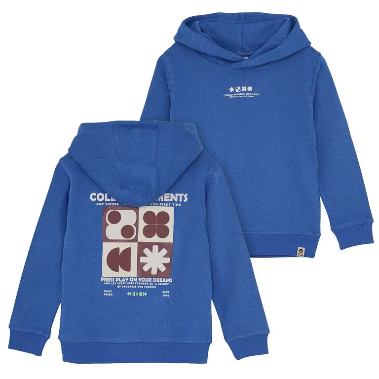 Trui hoodie backprint (dusty kobalt)