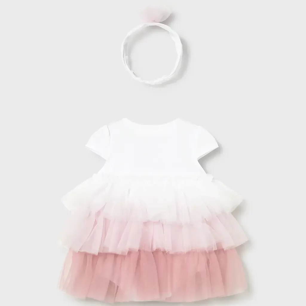 Jurkje met haarbandje (baby rose)