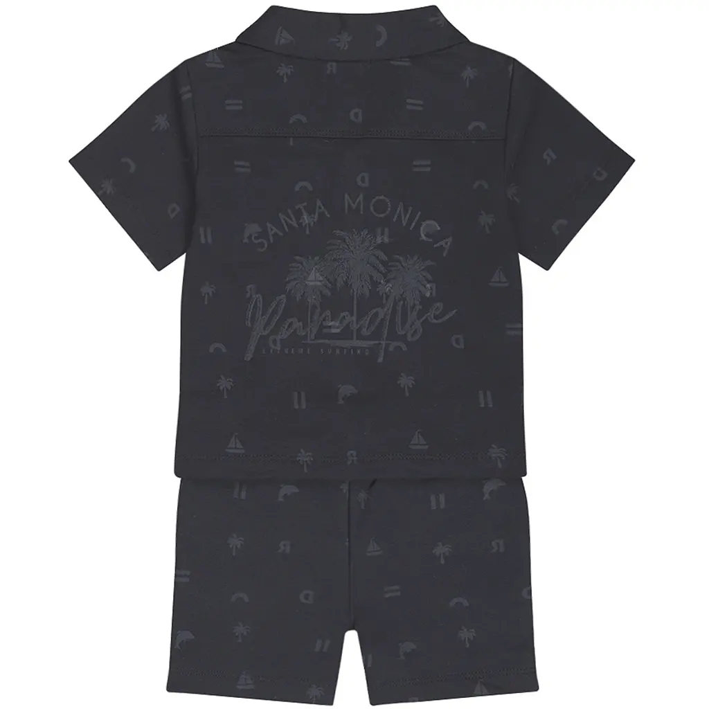 Tweedelig setje (navy) - overhemd met kort broekje