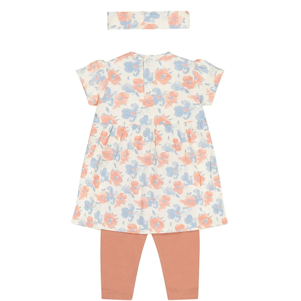 Driedelig setje (off-white) - jurkje; legging en haarbandje