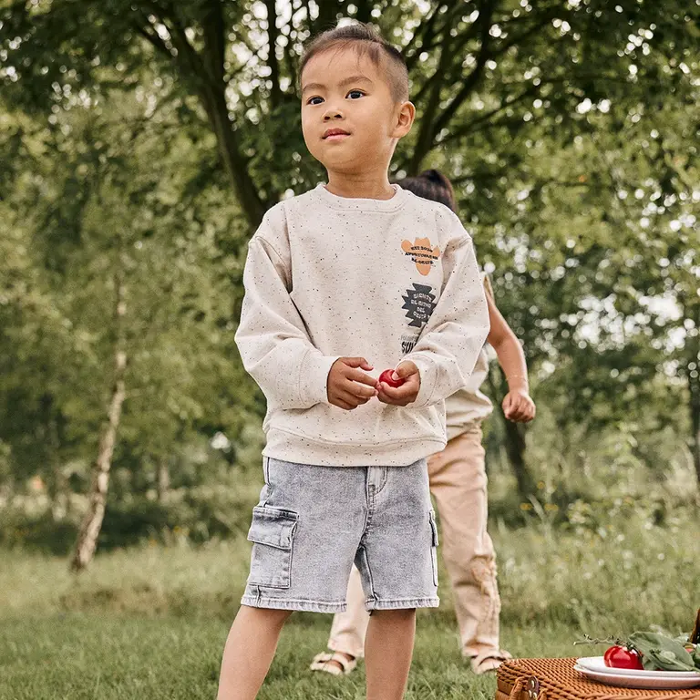 Korte spijkerbroek cargo (grey denim)