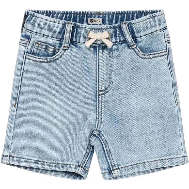 Korte spijkerbroek baggy fit (blue denim)