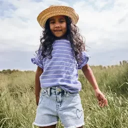 Korte spijkerbroek heart (blue denim)