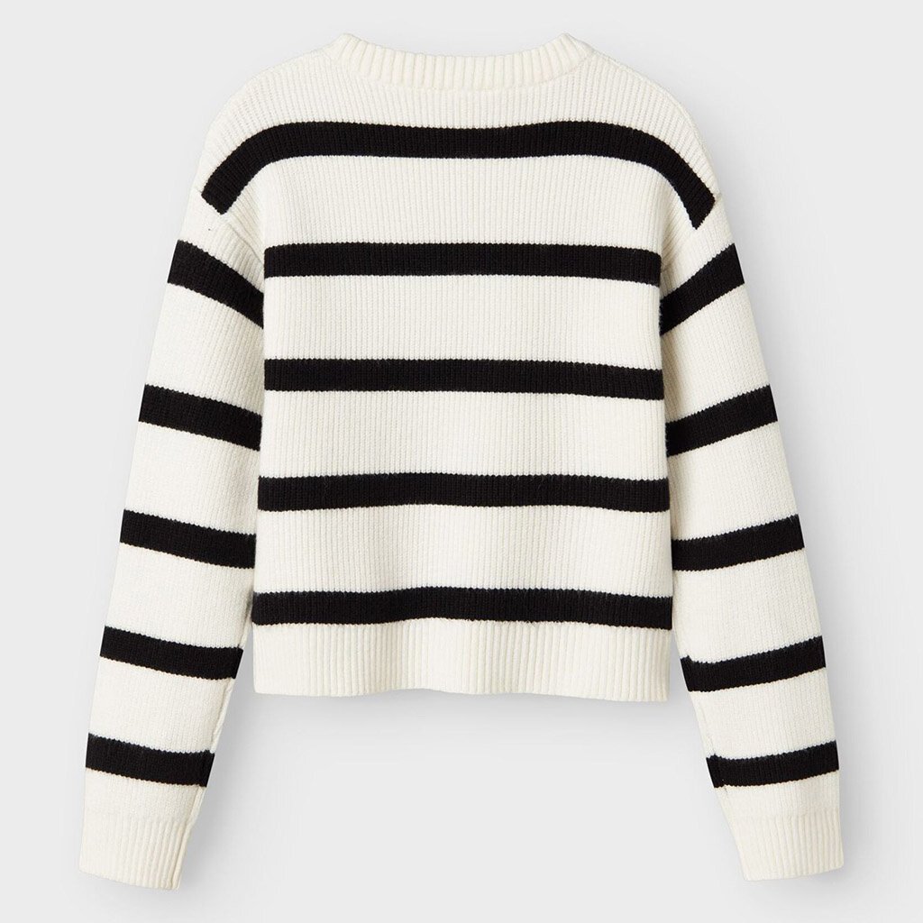 Gebreide trui Vnilla (cloud dancer/black stripe)