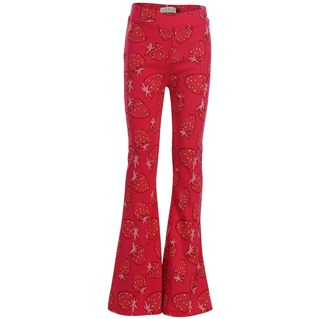 Broek flared rib (strawberry fields)
