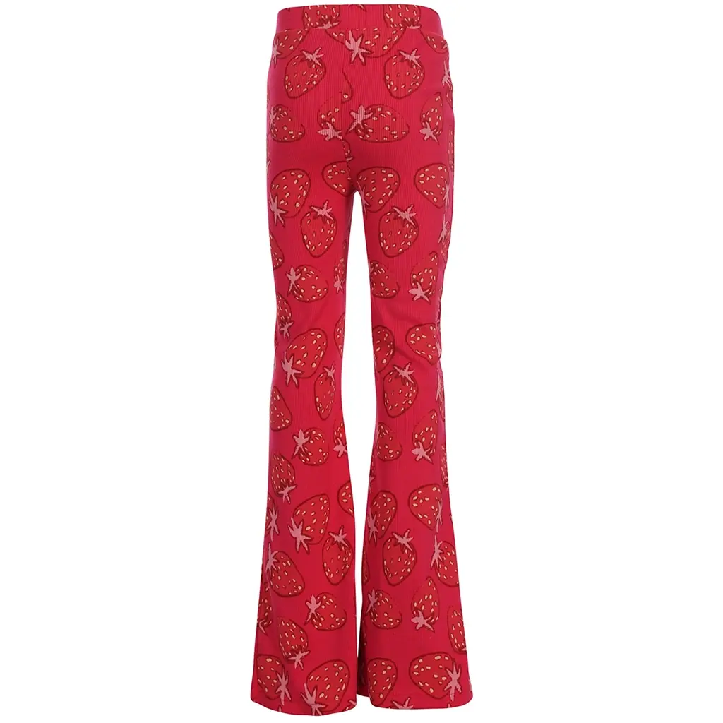 Broek flared rib (strawberry fields)