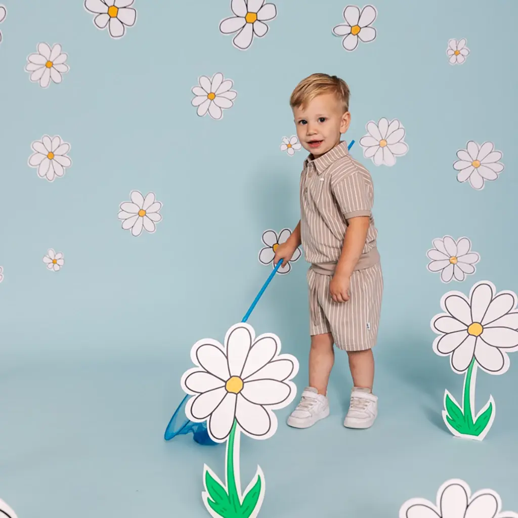 Korte broek Elroy (aop cream stripes)