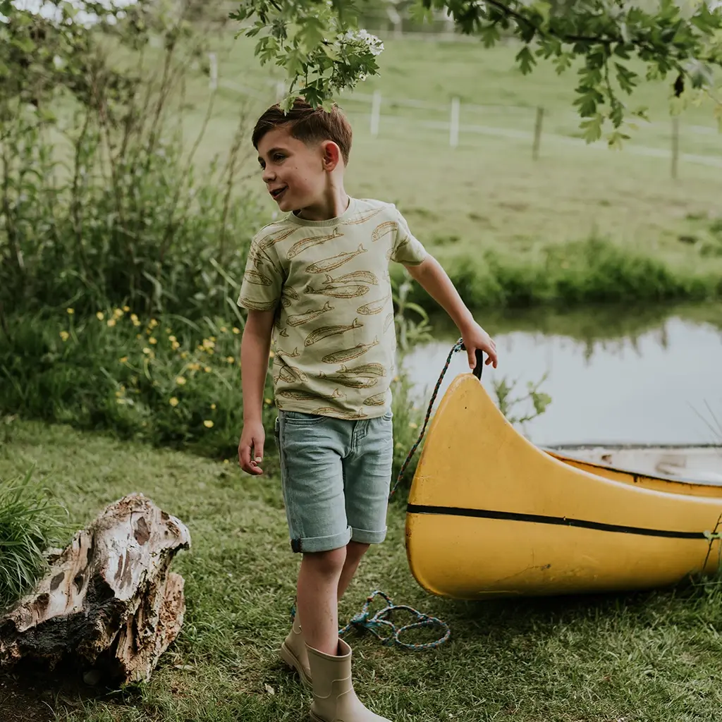 Korte spijkerbroek loose fit (blue jeans)