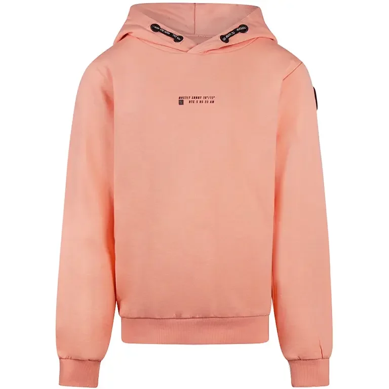 Trui hoodie backprint (neon coral)