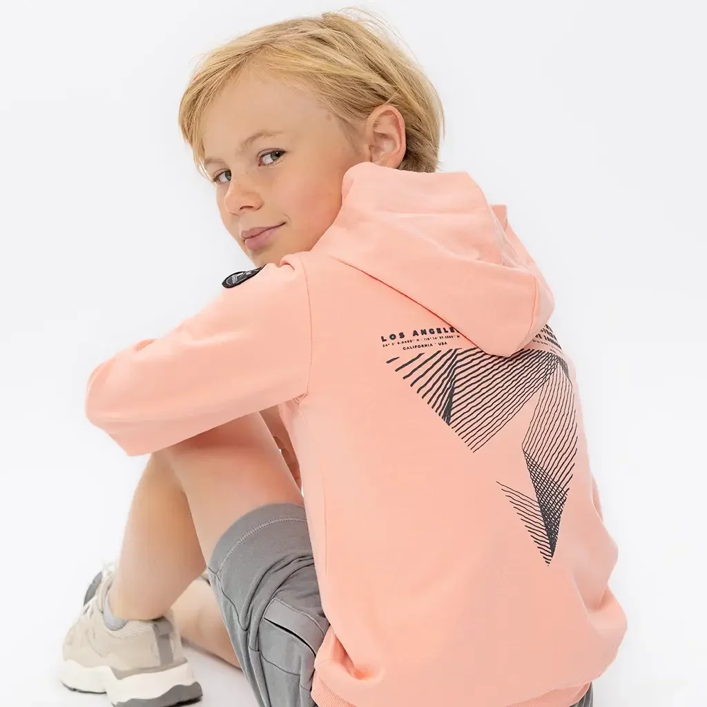 Trui hoodie backprint (neon coral)