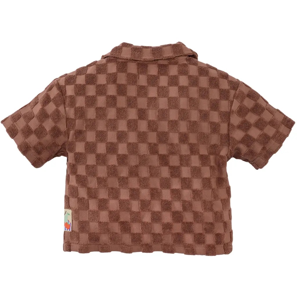 Overhemd blokken badstof Jeppe (blush brown)