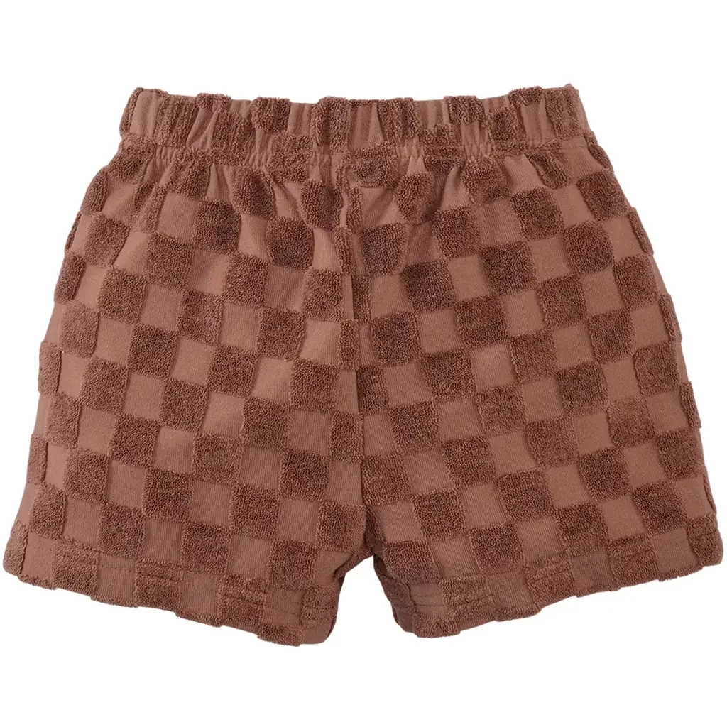 Korte broek blokken badstof Novan (blush brown)