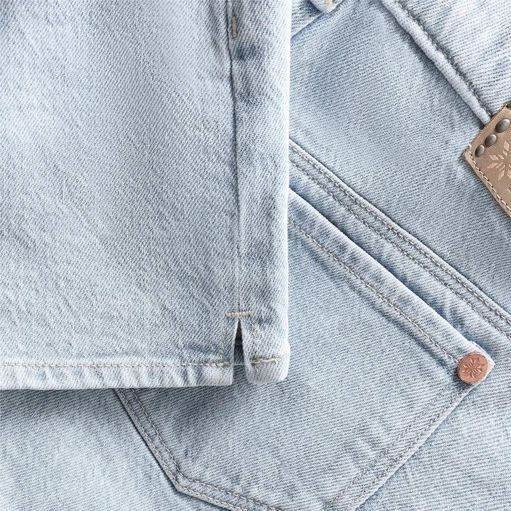 Korte spijkerbroek wide fit (used light denim)