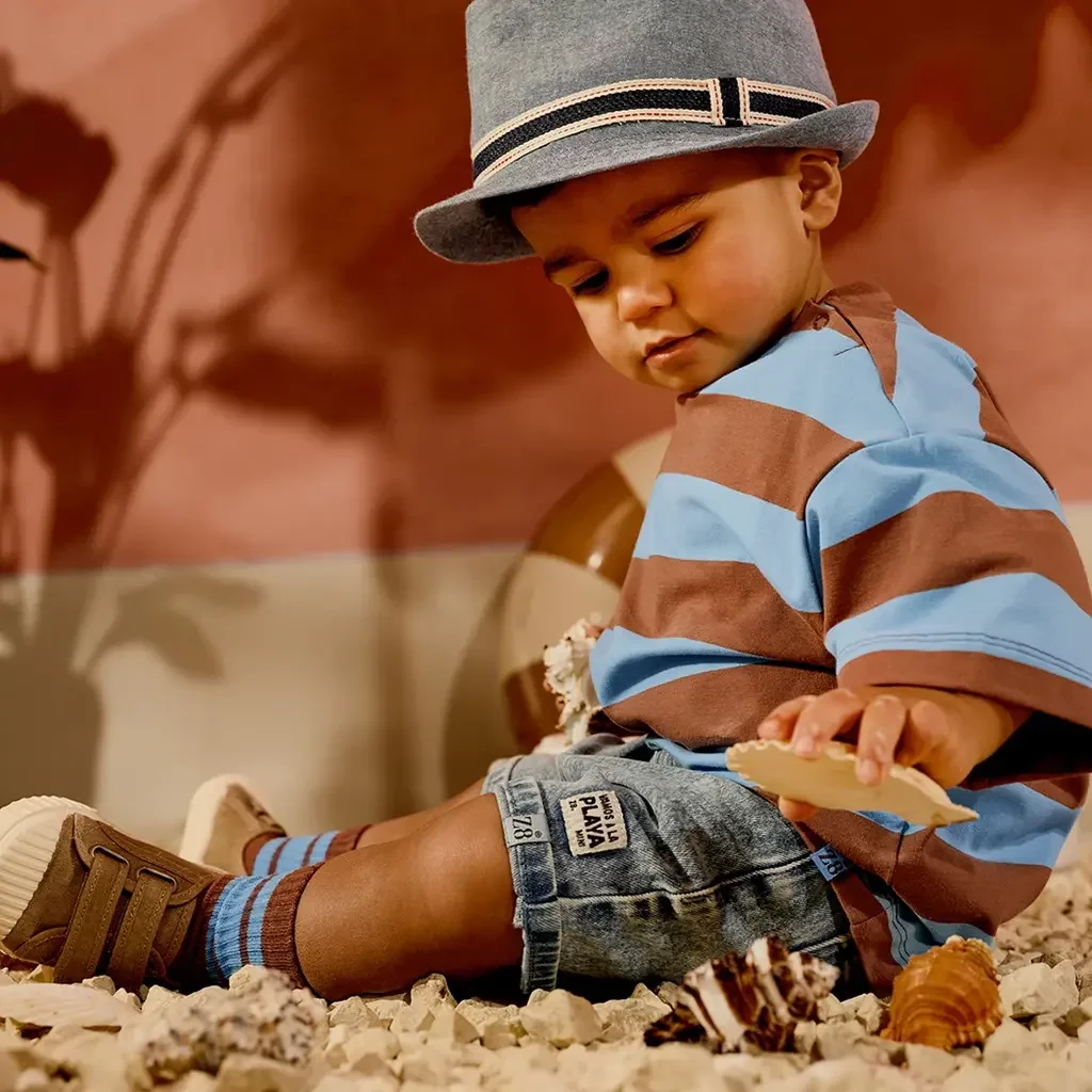 T-shirt strepen Zeyd (blush brown/surfing blue)