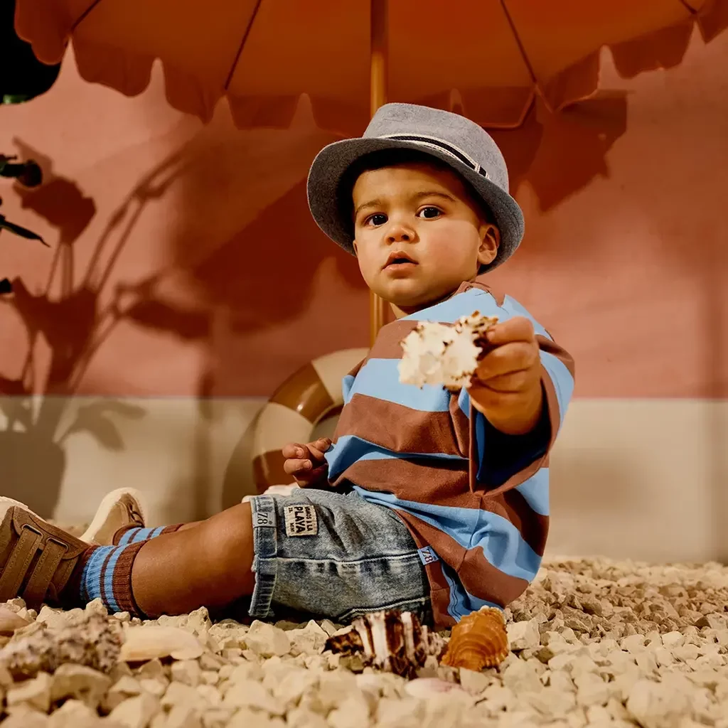 T-shirt strepen Zeyd (blush brown/surfing blue)