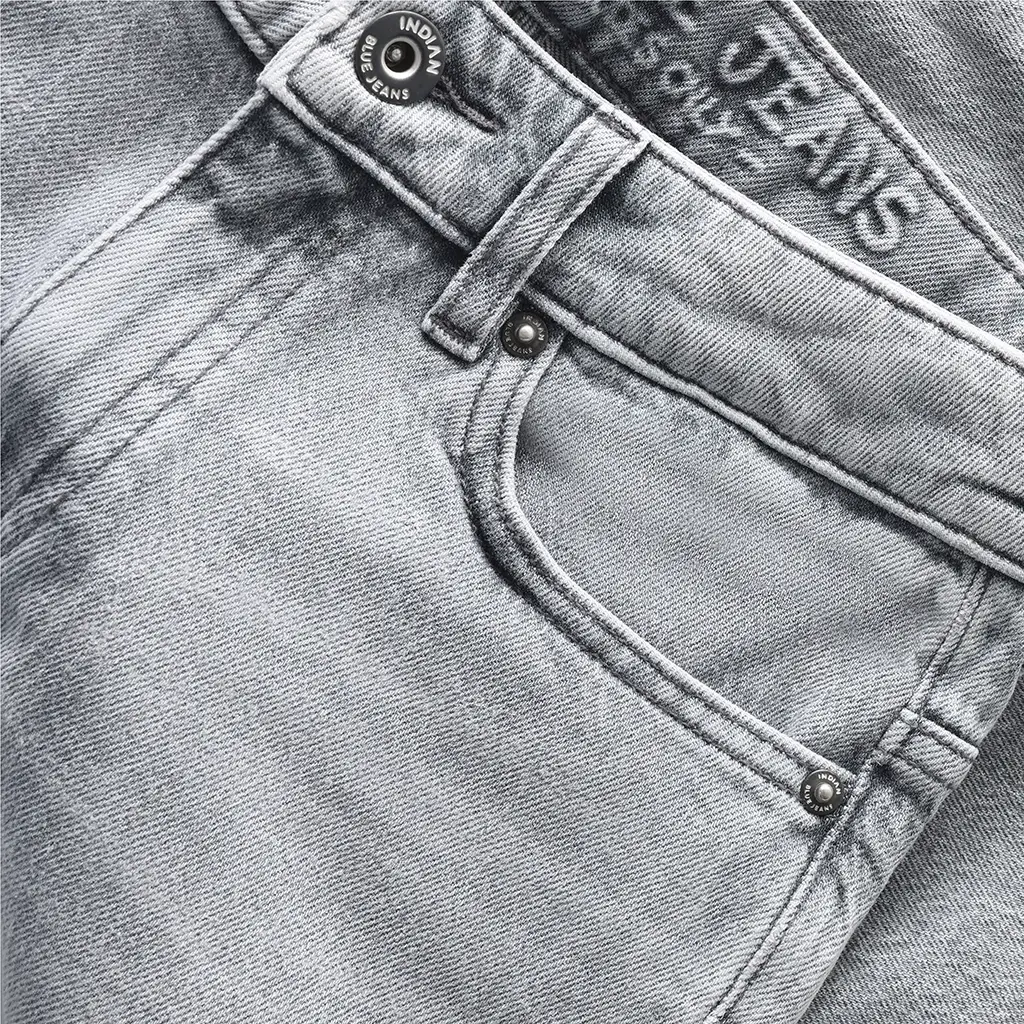 Korte spijkerbroek wide fit (light grey denim)