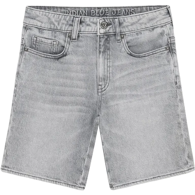 Korte spijkerbroek wide fit (light grey denim)
