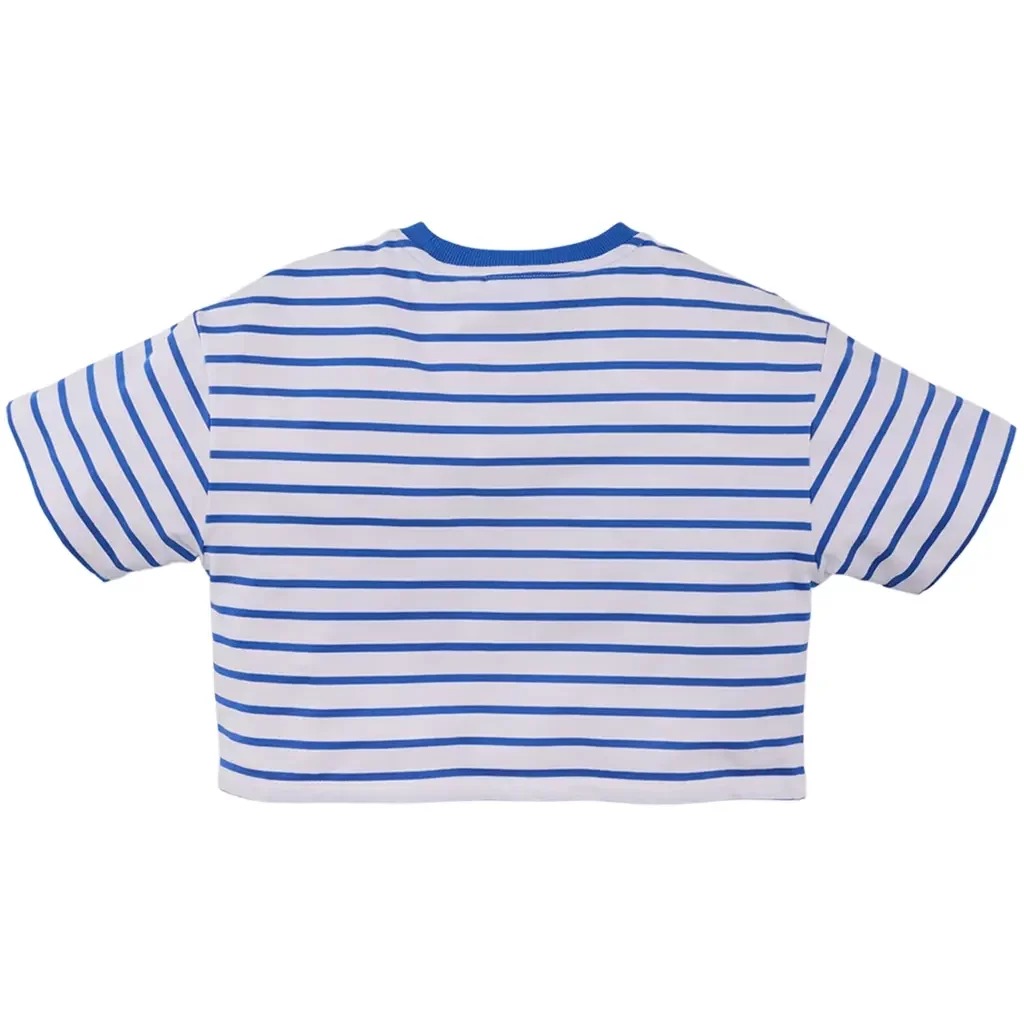 T-shirt streepjes CROPPED Mint (bright white)