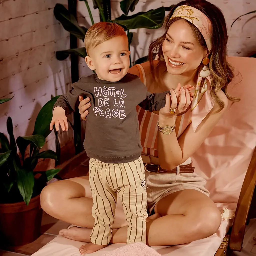 Broekje sweat streepje Mylo (nude flush)