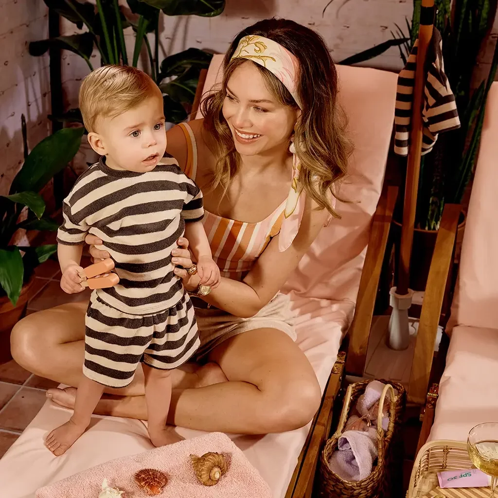 Kort badstof streep broekje Luan (cotton cloud)