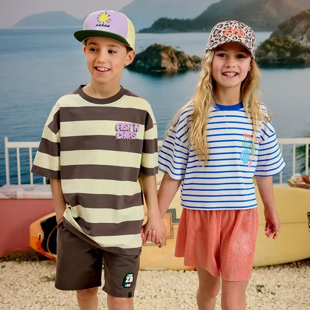 T-shirt streepjes CROPPED Mint (bright white)