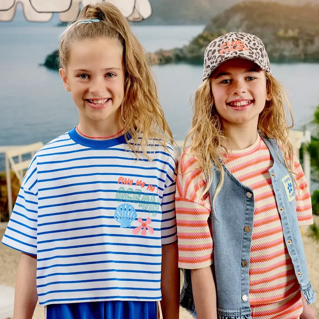 T-shirt streepjes CROPPED Mint (bright white)