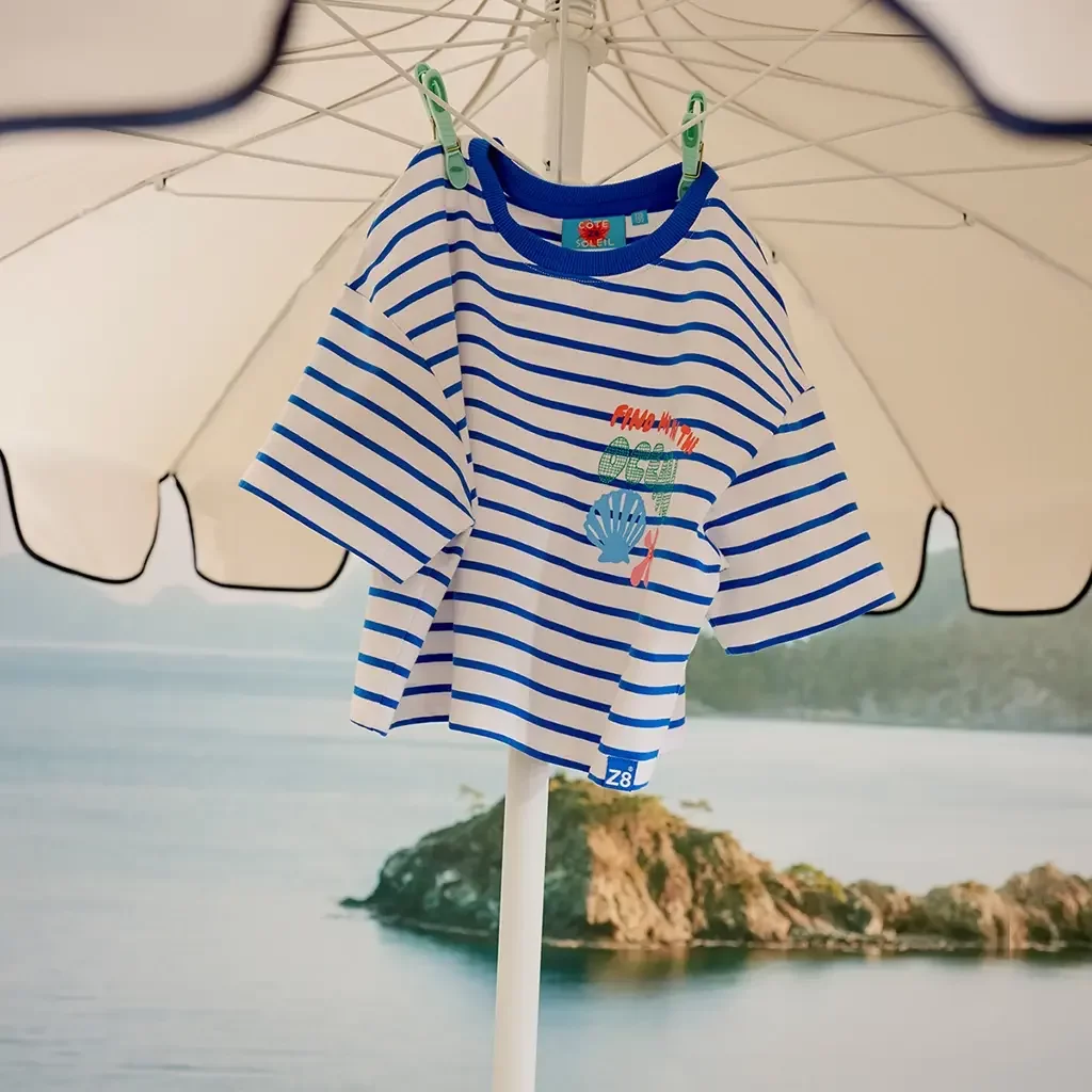 T-shirt streepjes CROPPED Mint (bright white)