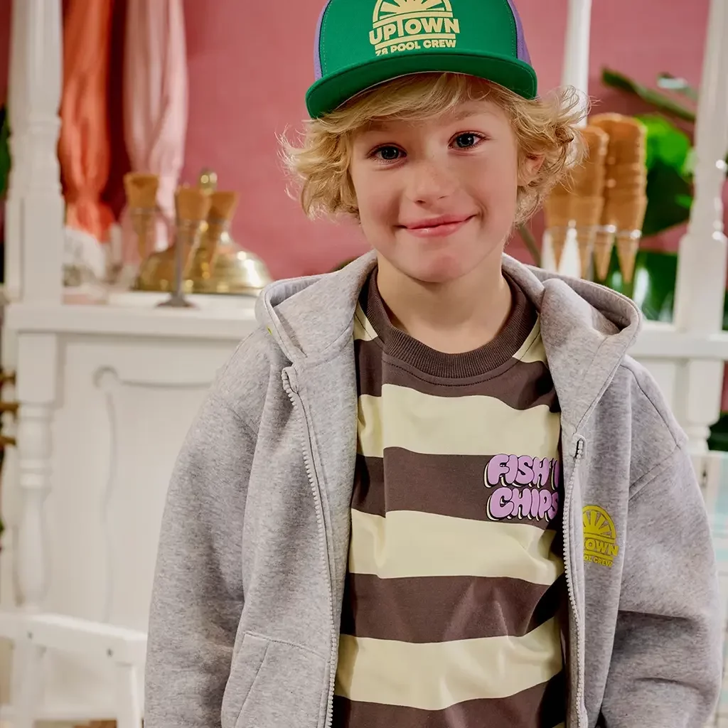 T-shirt strepen heavy jersey Oziah (after dark)